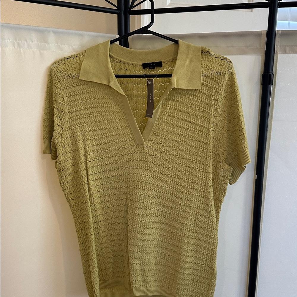 J. Crew Light Green Textured Knit Polo